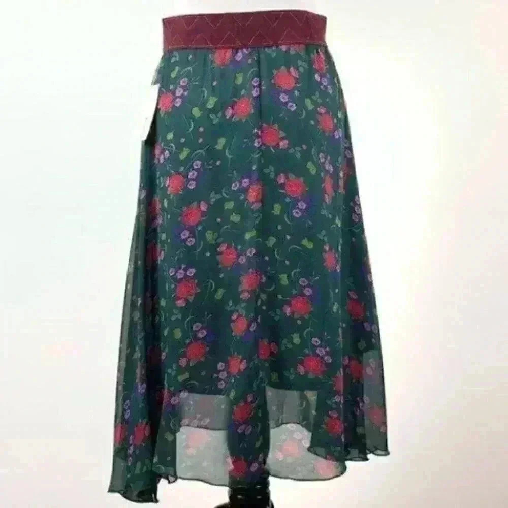 Lularoe Lola skirt M 8-10 chiffon floral high/lo - Picture 5 of 9